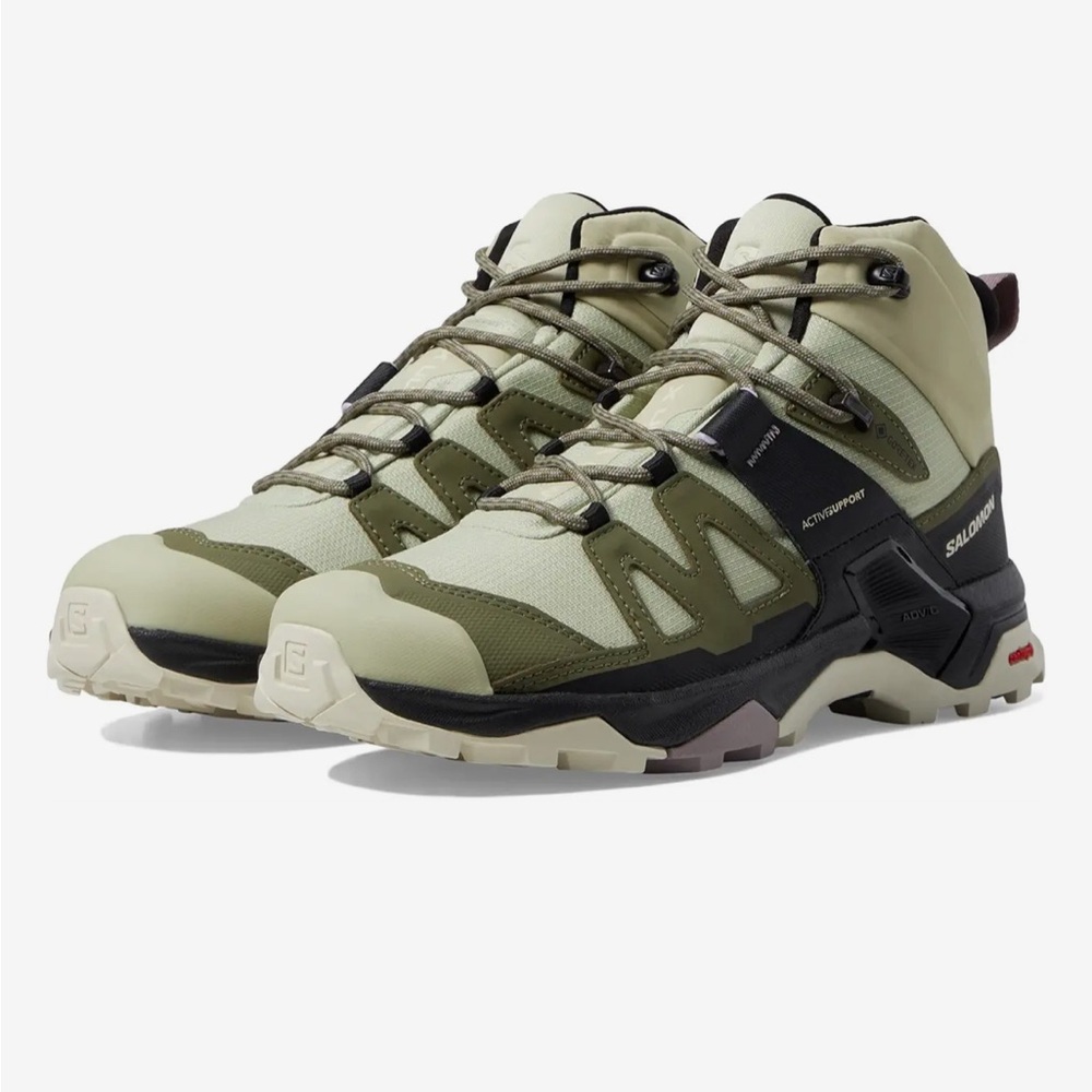 Salomon Green and Black Athletic Shoes with Rugged Outsole